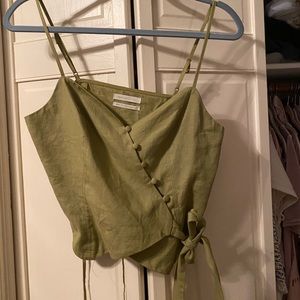 NWOT Urban Outfitters Olive Green Button Tie Tank